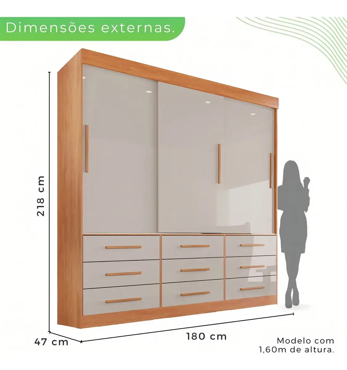 PROMOÇÃO - GUARDA ROUPA NEW STAR 1.80 - 3 PORTAS DE CORRER C/ ESPELHO – SALLETO - Imagem 2